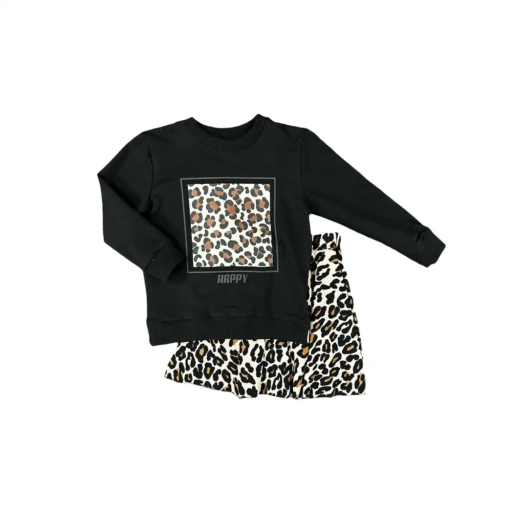 LEOPARLI ETEKLİ TAKIM - Siyah