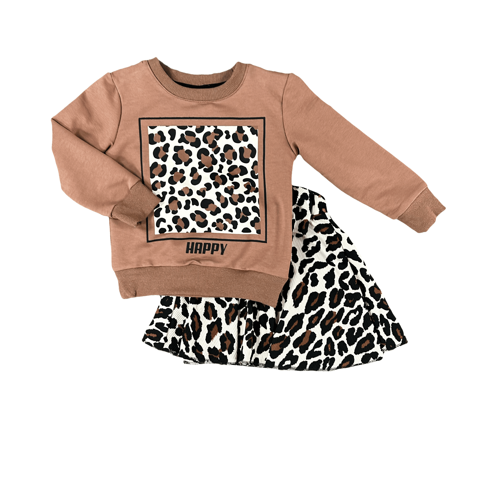 LEOPARLI ETEKLİ TAKIM - Kahverengi