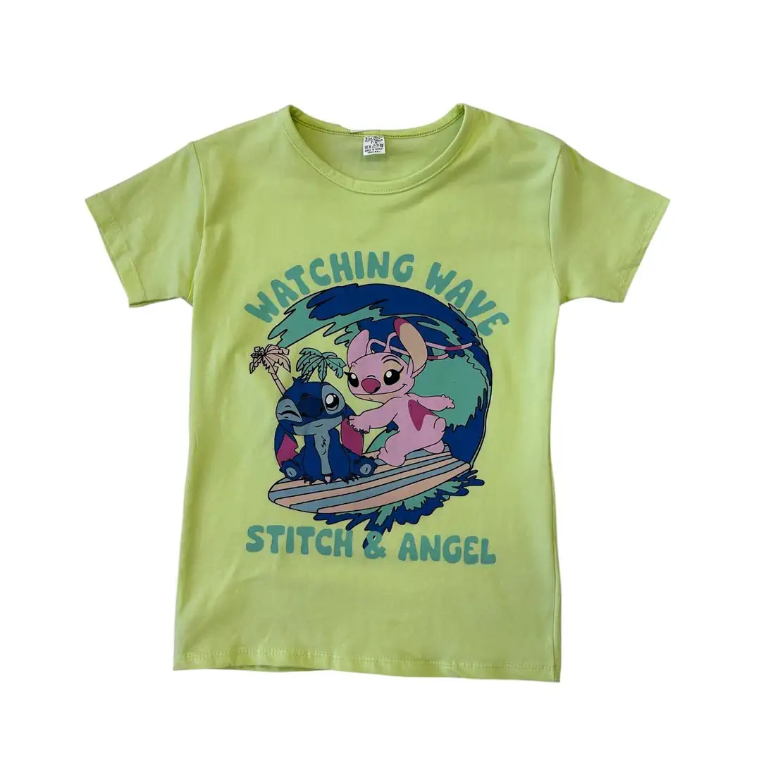 YEŞİL ANGEL VE STITCH TİŞÖRT