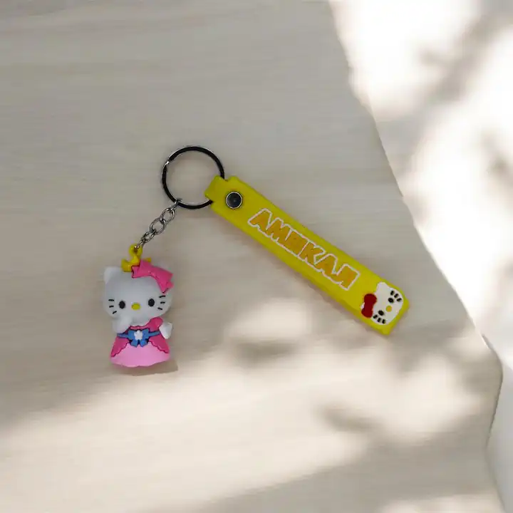 3D SİLİKON PEMBELİ HELLO KITTY ANAHTARLIK