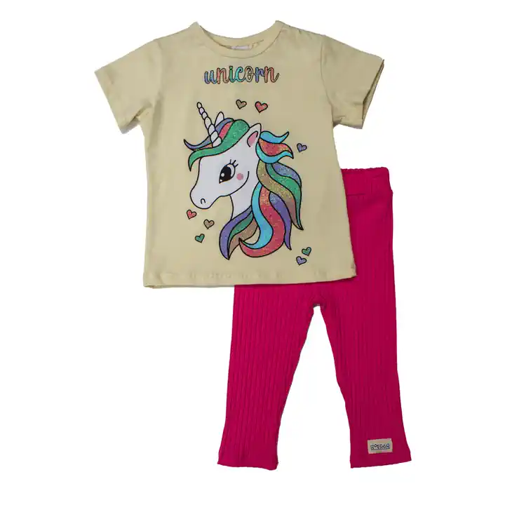 UNICORN PEMBE FİTİL TAYT TAKIM