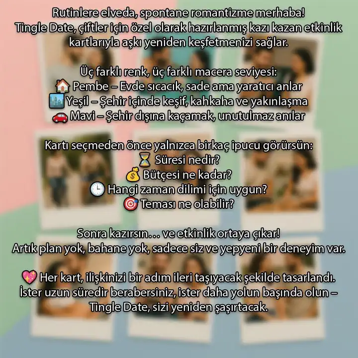 ÇİFTLER İÇİN SEVGİLİ KAZI KAZAN ETKİNLİK KARTLARI