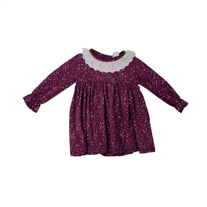 YILDIZLI MÜRDÜM DANTEL YAKA ELBİSE