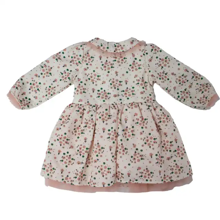 TÜLLÜ ÇİÇEKLİ EKRU ELBİSE