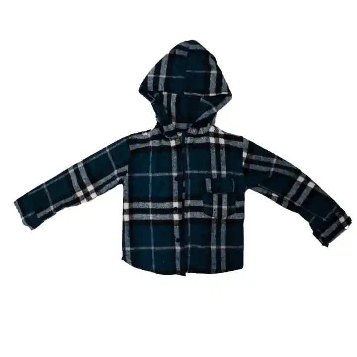 ÇOCUK KAPİŞONLU  ODUNCU GÖMLEK - Petrol