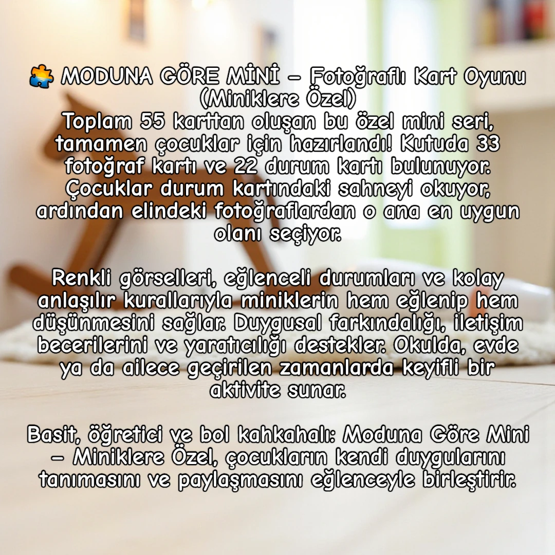 MODUNA GÖRE MİNİ FOTOĞRAFLI KART OYUNU MİNİKLERE ÖZEL