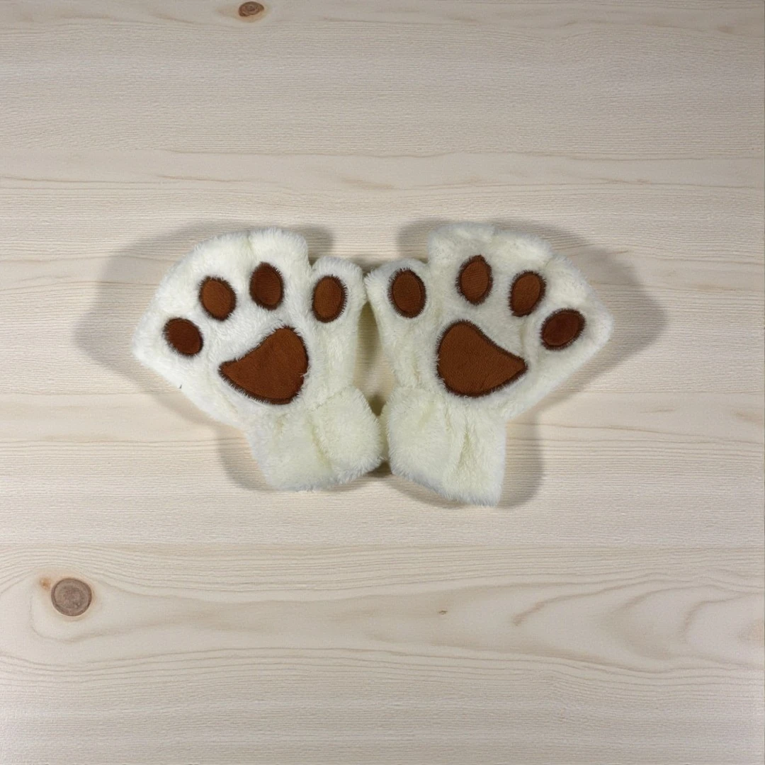 PATİLİ PELUŞ ELDİVEN YETİŞKİN - Krem-Kahve