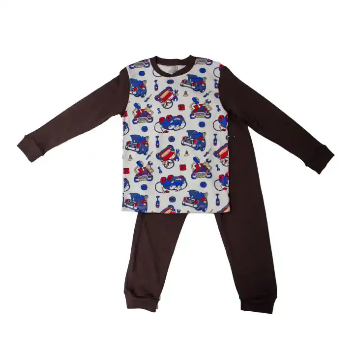 ARABALI KAHVERENGİ PİJAMA TAKIMI