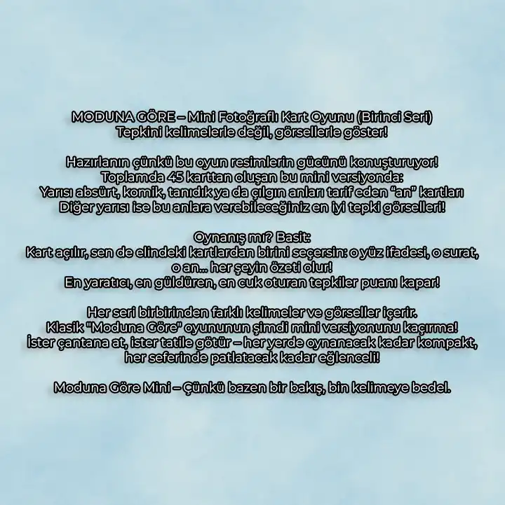 MODUNA GÖRE MİNİ FOTOĞRAFLI KART OYUNU (BİRİNCİ SERİ)