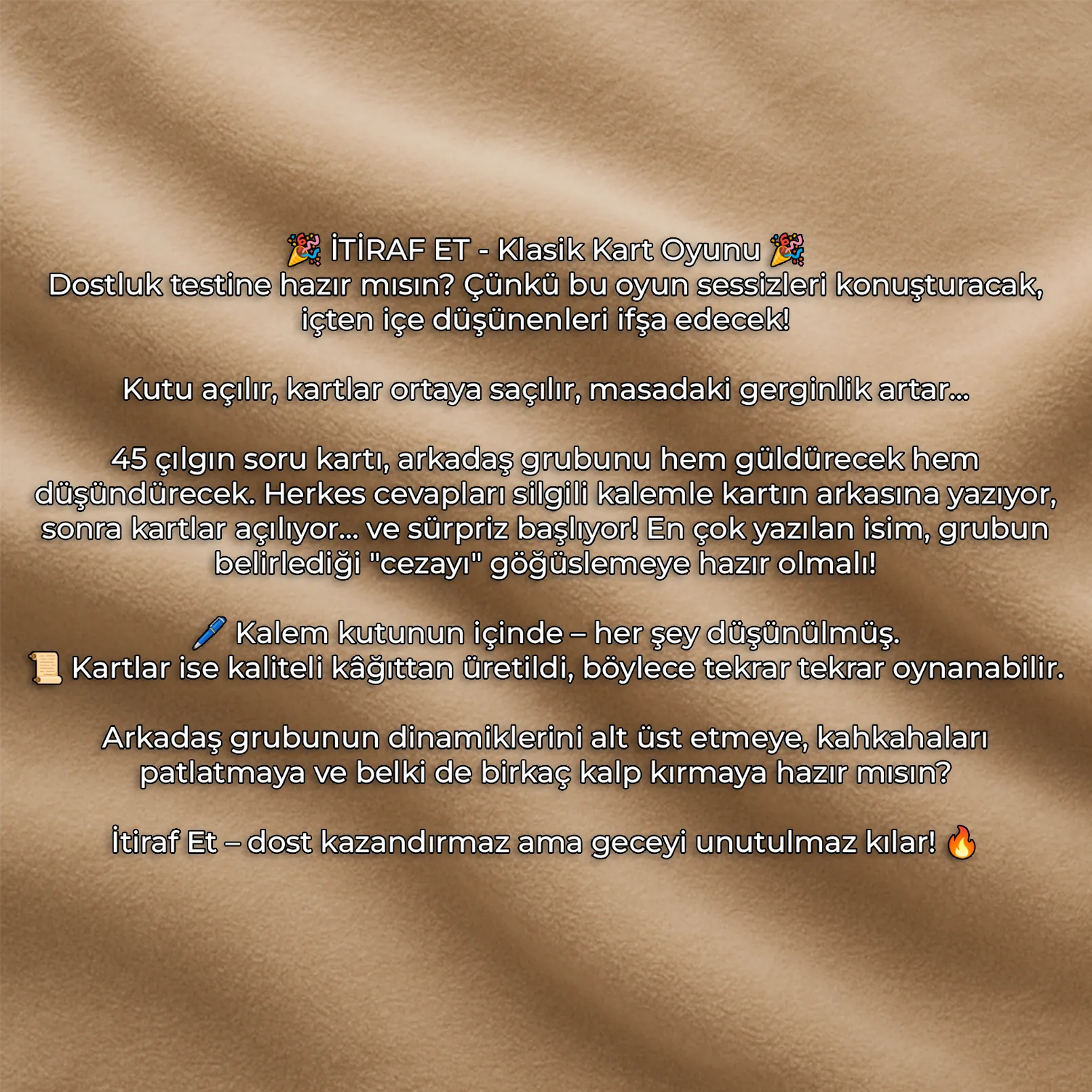 İTİRAF ET KLASİK KART OYUNU