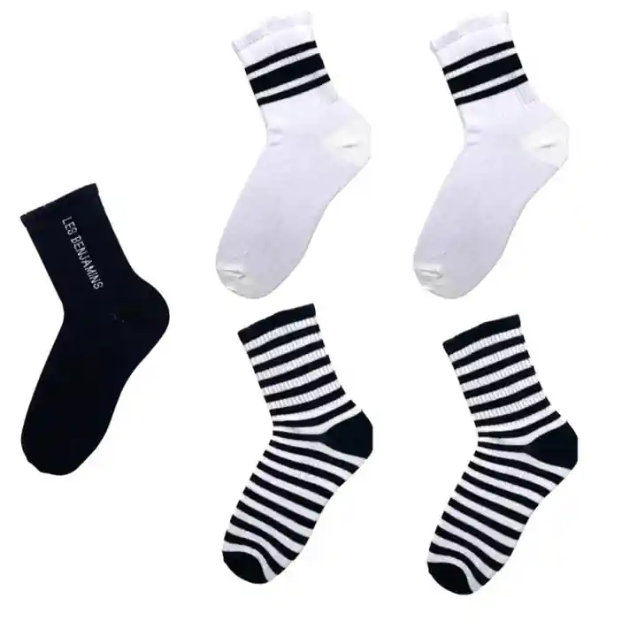 C Siyah Beyaz Tenis Çorap 5'li Paket (5 AL 4 ÖDE)