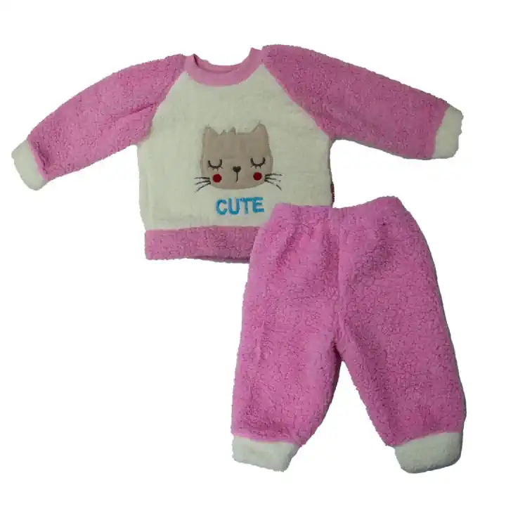 PEMBE KEDİLİ PELUŞ EŞOFMAN TAKIMI