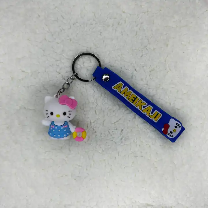 3D SİLİKON MAVİ SİMİTLİ HELLO KITTY ANAHTARLIK