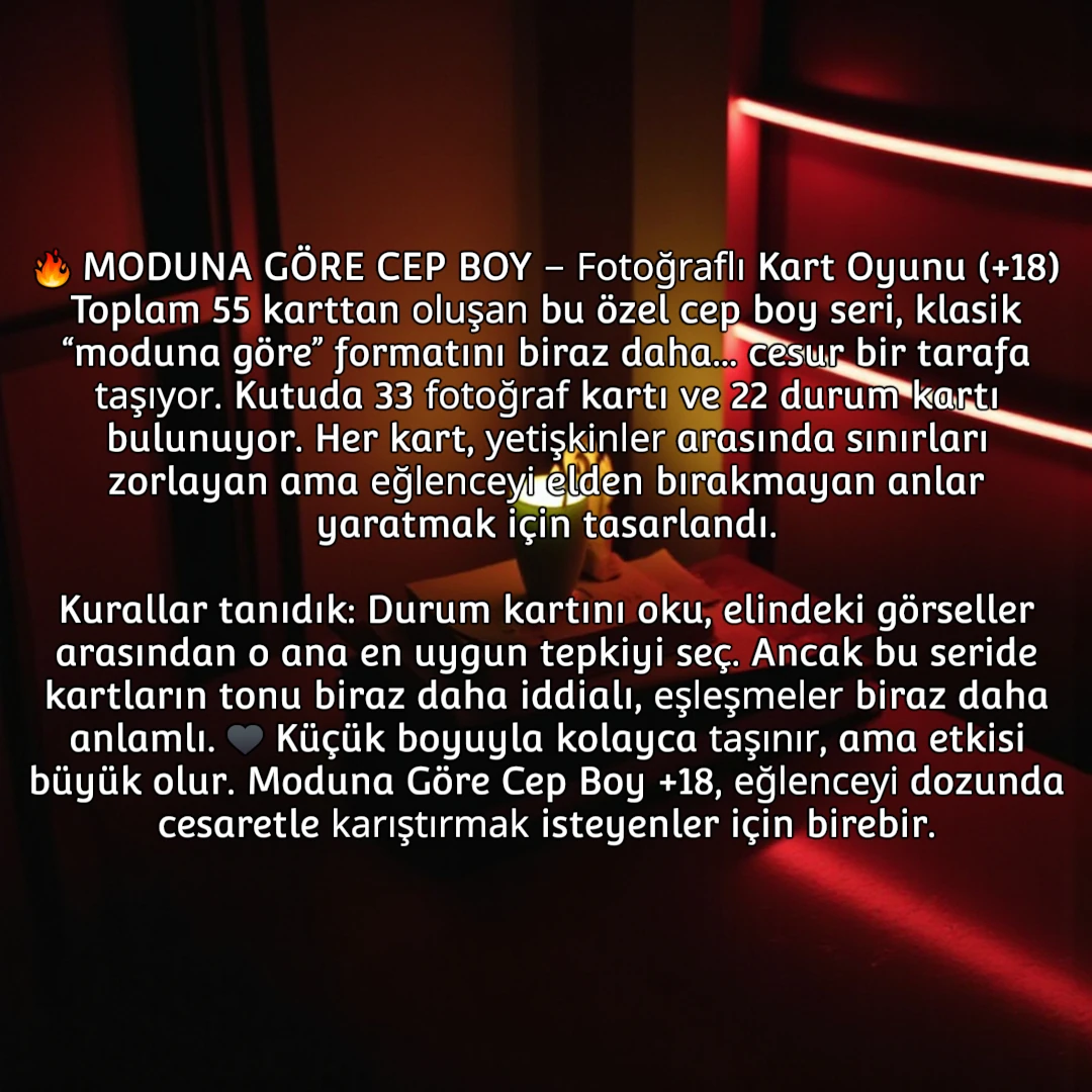 MODUNA GÖRE CEP BOY FOTOĞRAFLI KART OYUNU +18