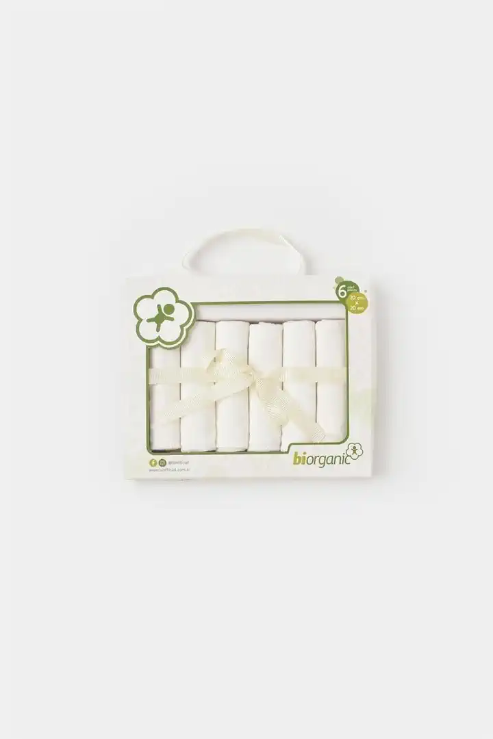 BIORGANIC 6 LI DESENLİ MENDİL - Beyaz