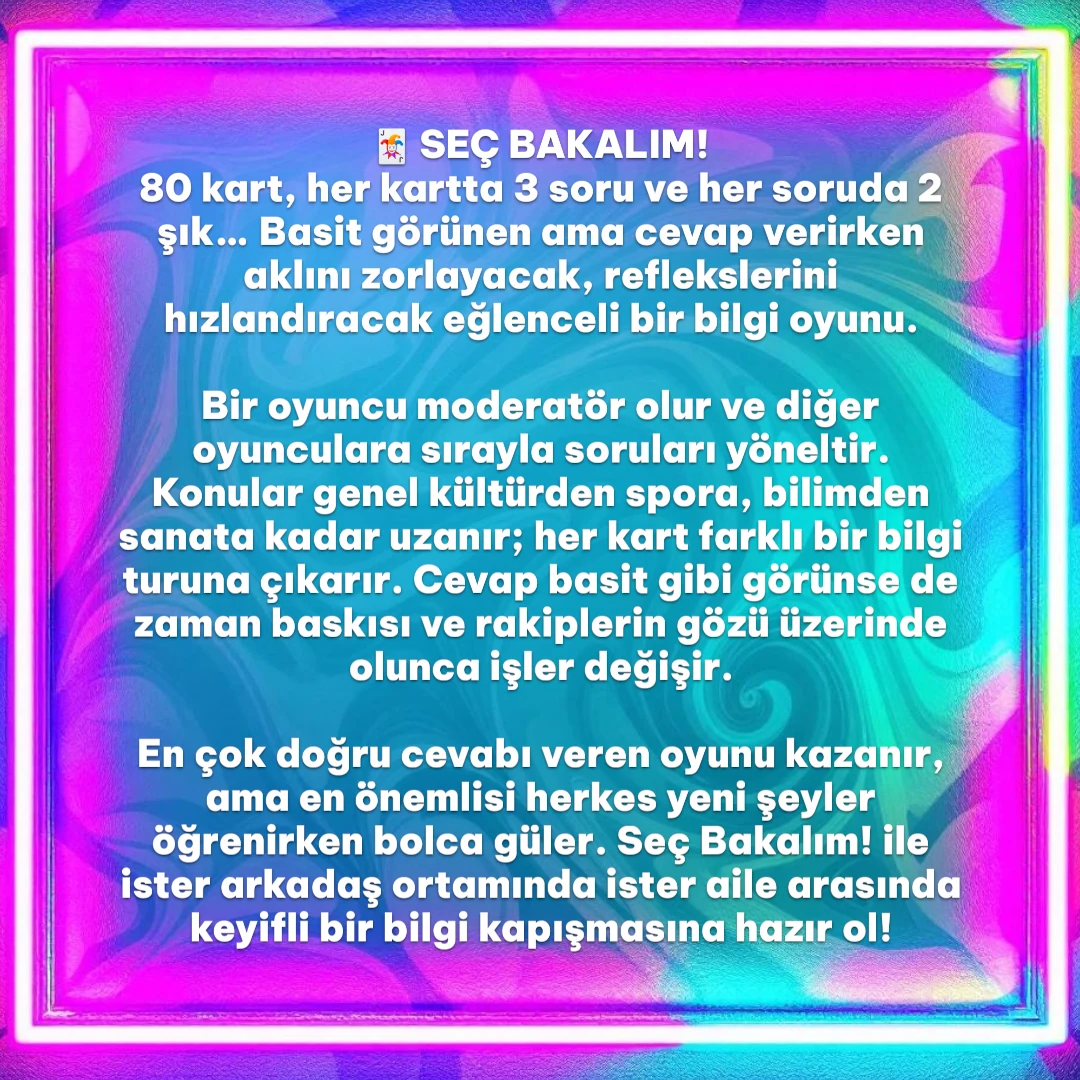 Seç Bakalım Eğlenceli Bilgi Yarışması Oyunu