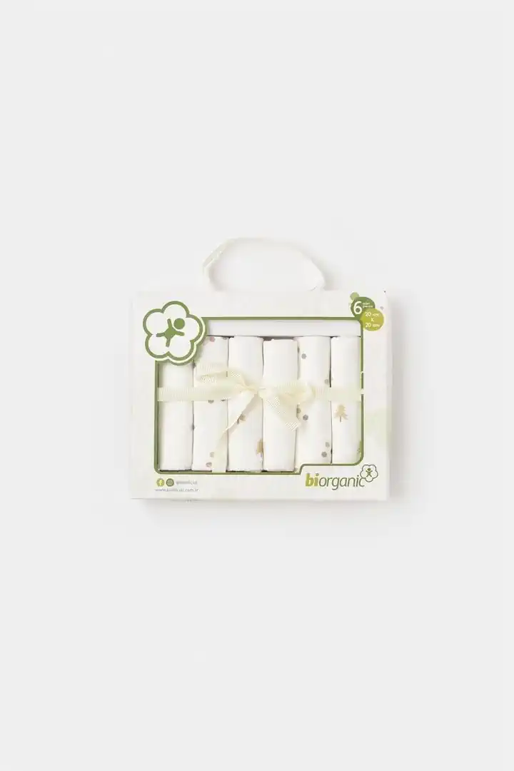 BIORGANIC 6 LI DESENLİ MENDİL - Krem