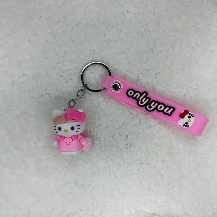 3D SİLİKON PEMBE ÇANTALI HELLO KITTY ANAHTARLIK