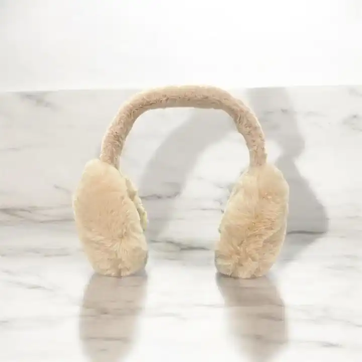 UNISEX YETİŞKİN VE ÇOCUK PREMIUM PELUŞ KULAKLIK - Krem