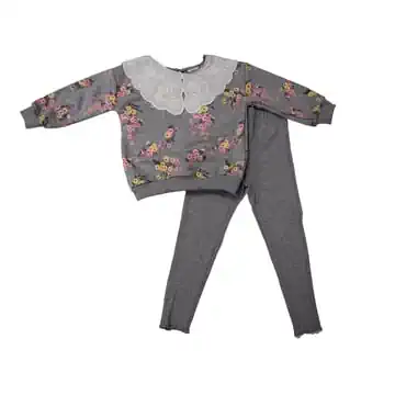 ÇİÇEKLİ DANTEL YAKA EŞOFMAN TAKIMI