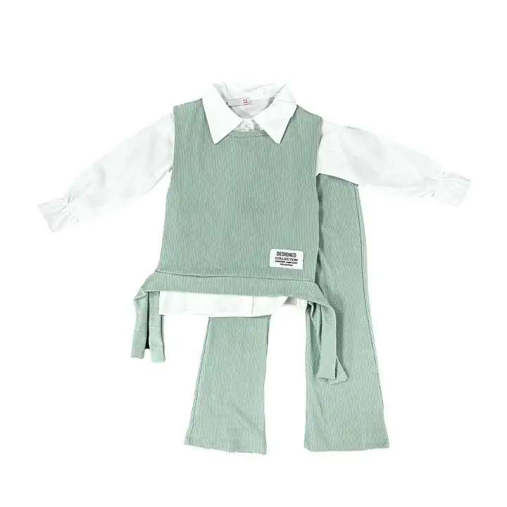 GÖMLEKLİ ÜÇLÜ KIZ ÇOCUK TAKIM