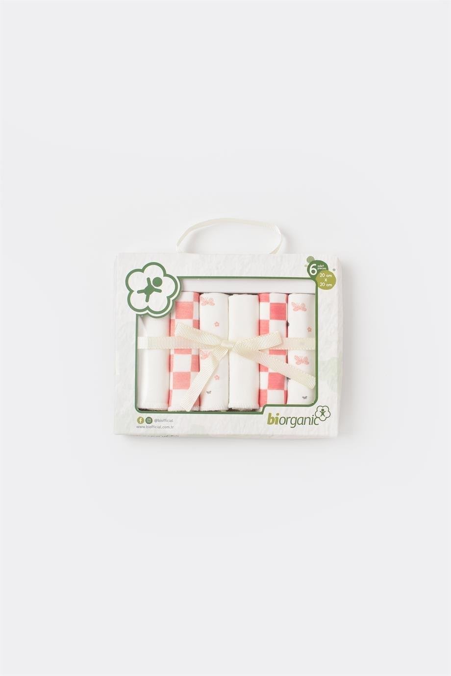BIORGANIC 6 LI DESENLİ MENDİL - Pembe