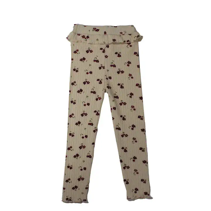 KREM MOR ÇİÇEKLİ FİTİLLİ TAYT TK.