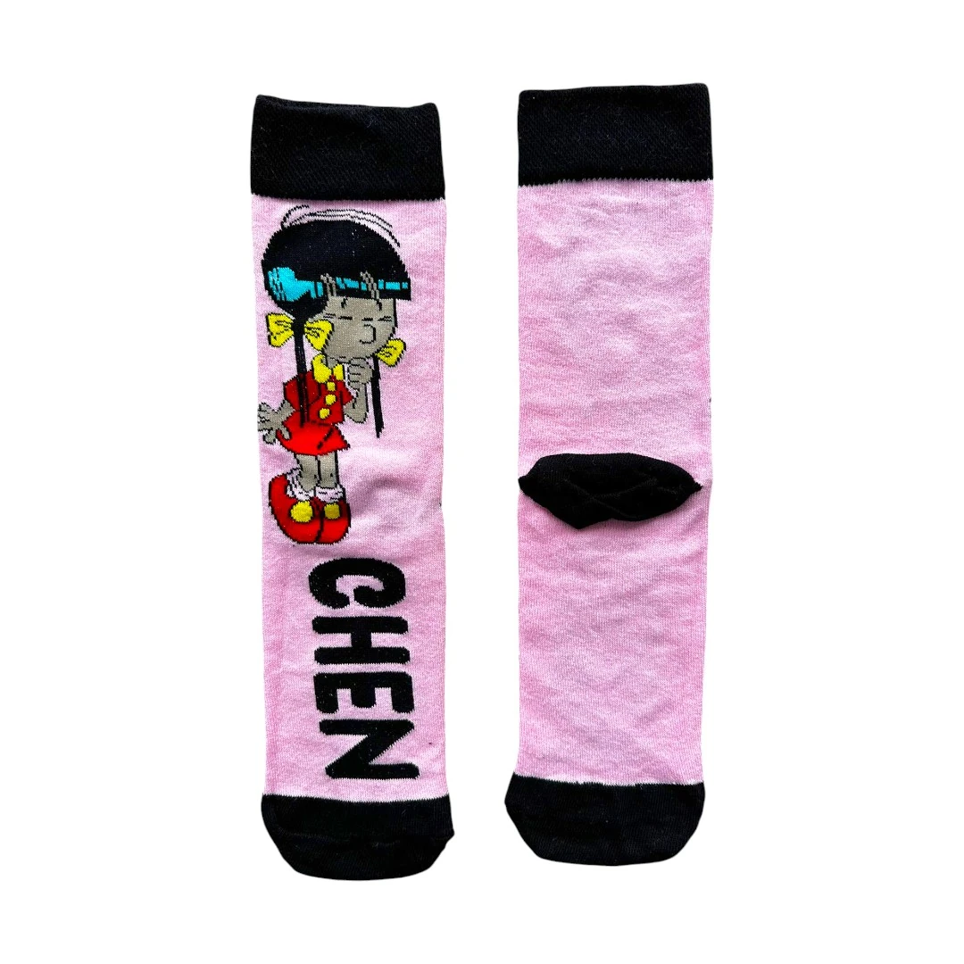 CHEN PEMBE SİYAH SOKET ÇORAP