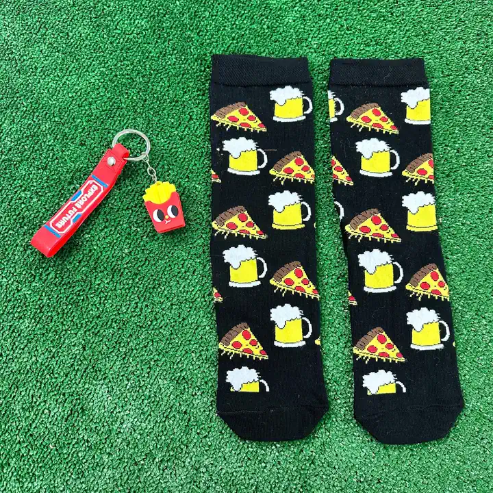 PİZZA BİRA PATATES ÇORAP & ANAHTARLIK TAKIM