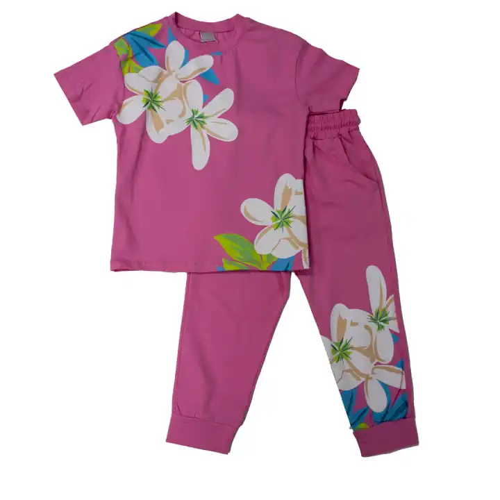 ÇİÇEKLİ KISA KOL EŞOFMAN TK.