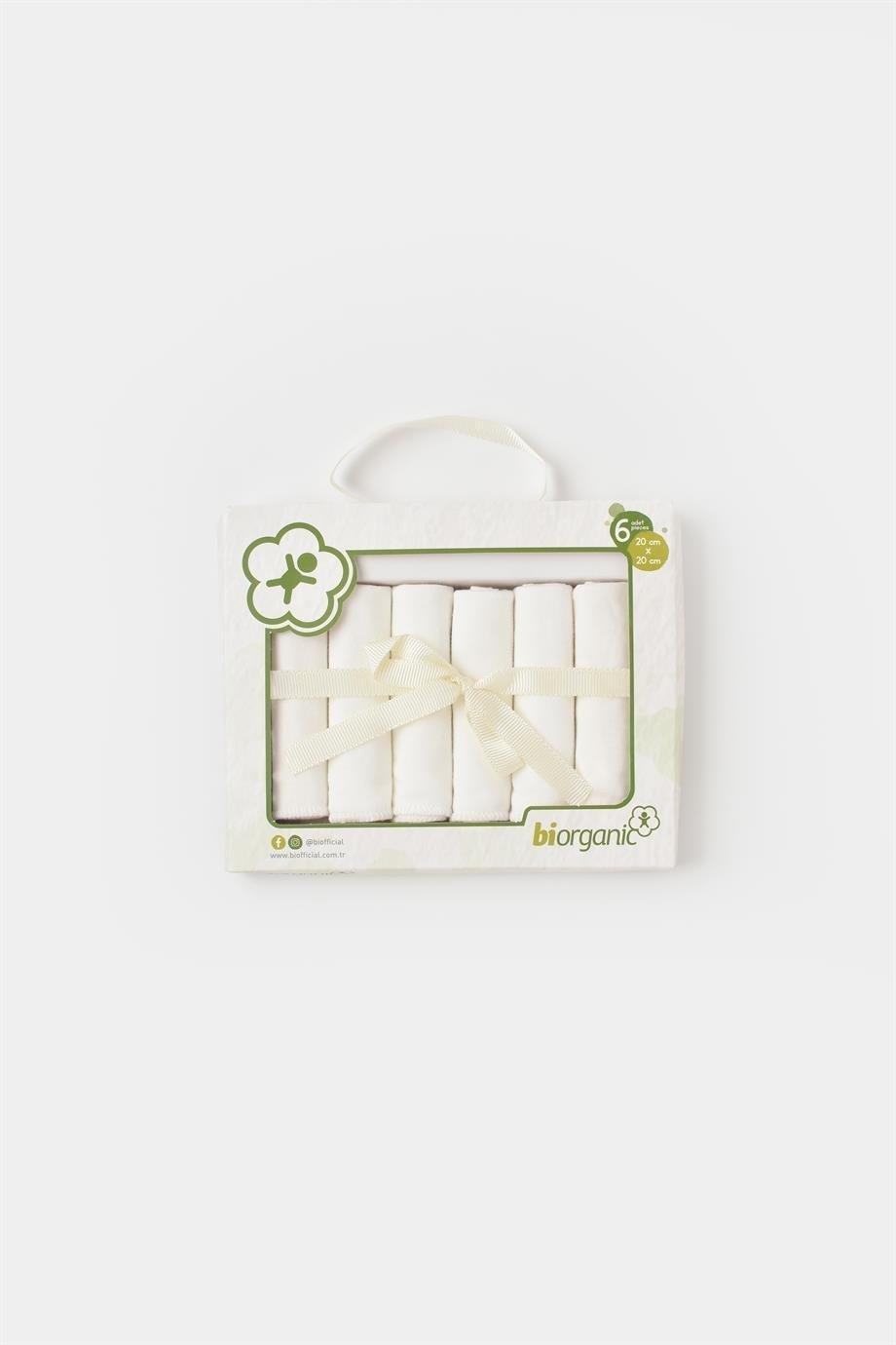 BIORGANIC 6 LI DESENLİ MENDİL - Beyaz
