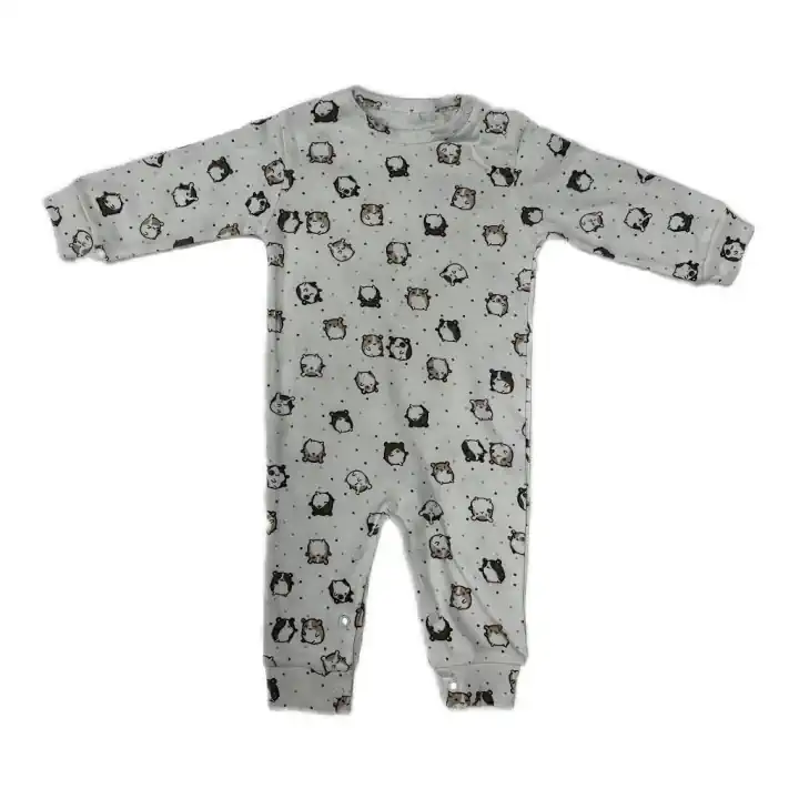 KAHVERENGİ FARE DESENLİ UZUN KOL TULUM