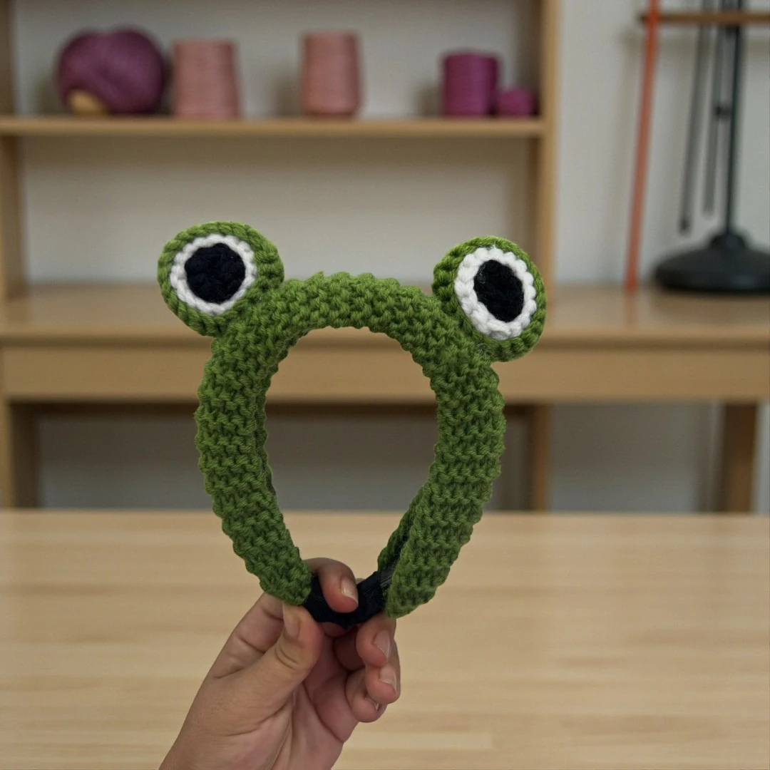 SEVİMLİ KURBAĞA YÜN ÖRGÜ KAPLAMA TAÇ