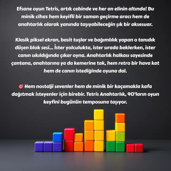 GERÇEK TETRİS ANAHTARLIK ÇANTA SÜSÜ TURUNCU
