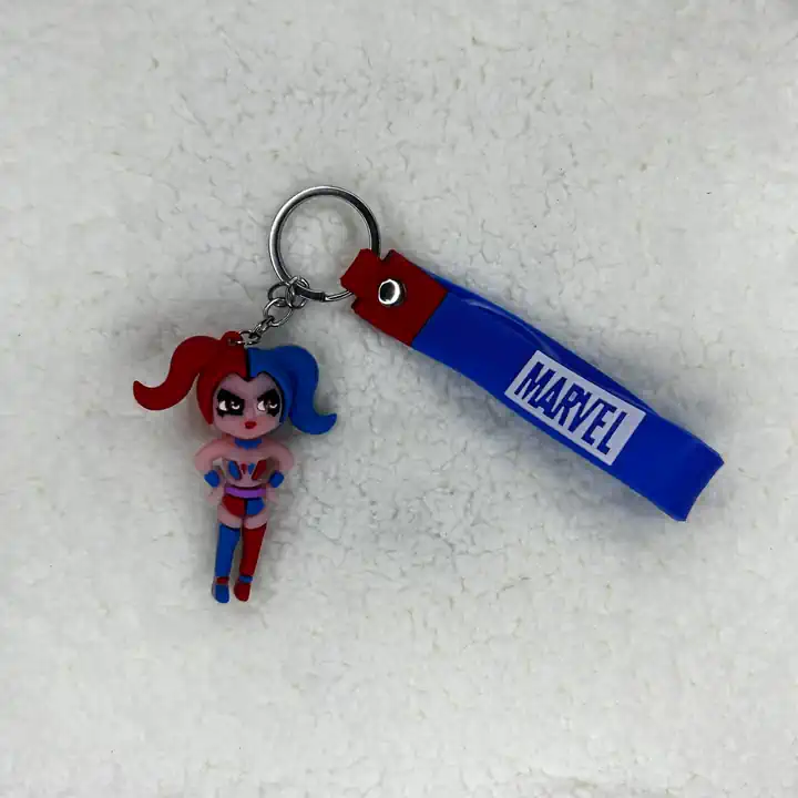 3D SİLİKON HARLEY QUEEN ANAHTARLIK - Kırmızı-Mavi