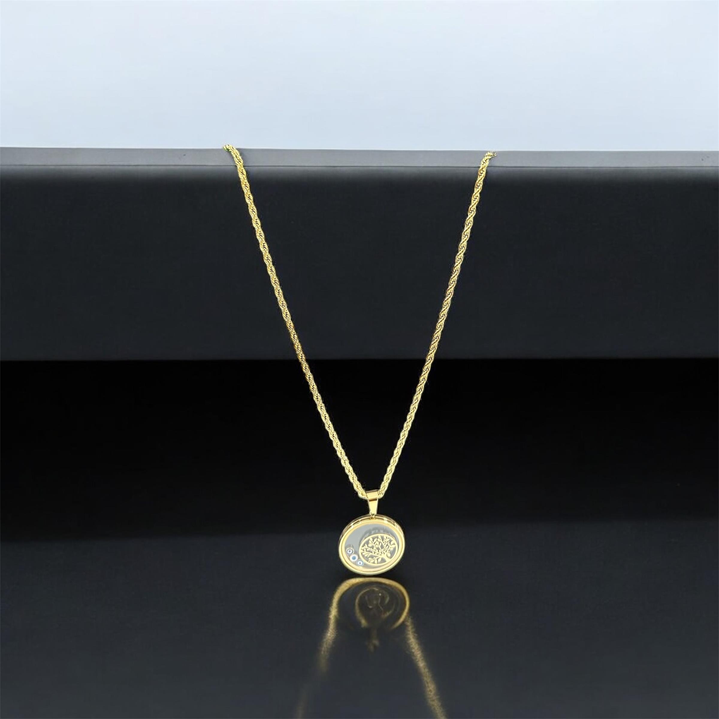 FANUSLU HAYAT AĞAÇLI ÇELİK KOLYE - Gold