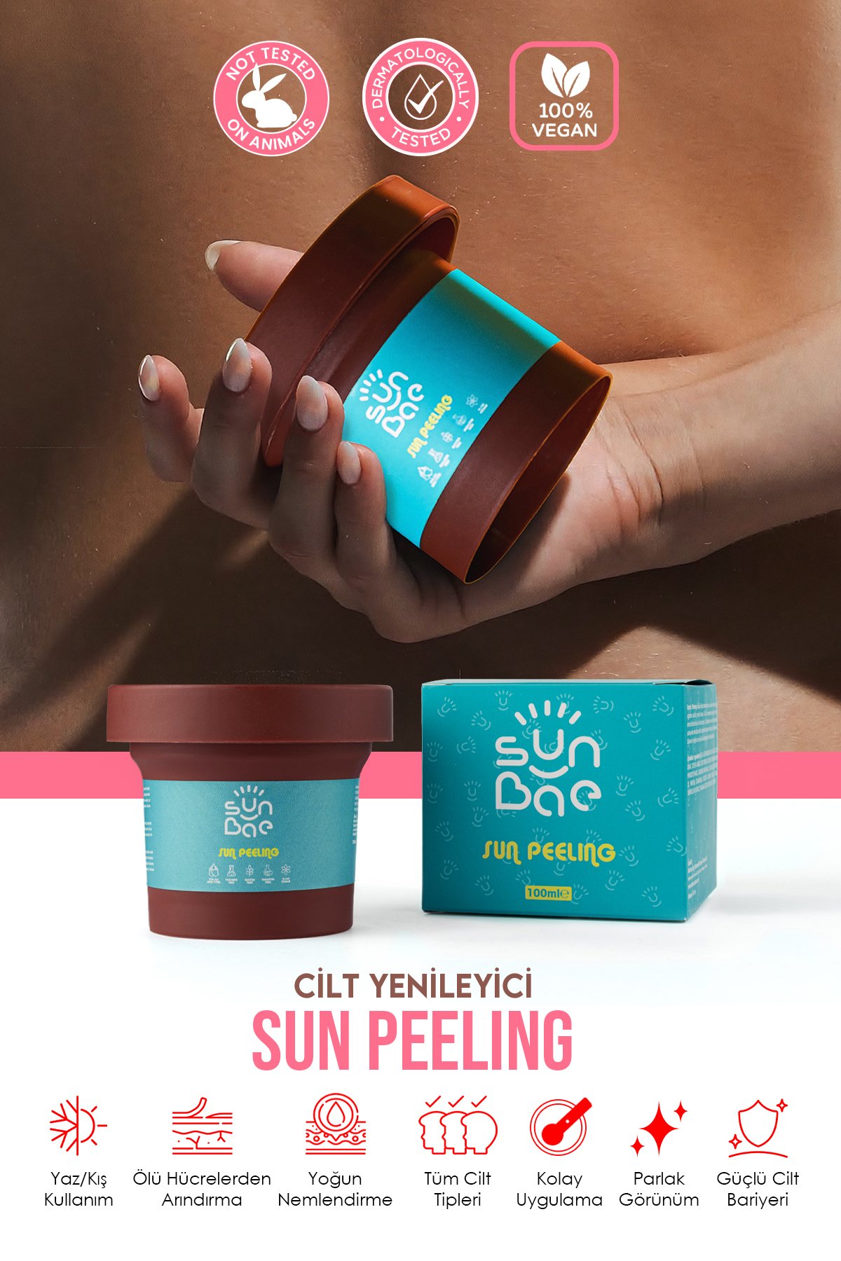 Sun Peeling 100 ml x 2 Adet - Besleyici Arındırıcı Bronzlaştıran Yüz Vücut Scrub Peeling