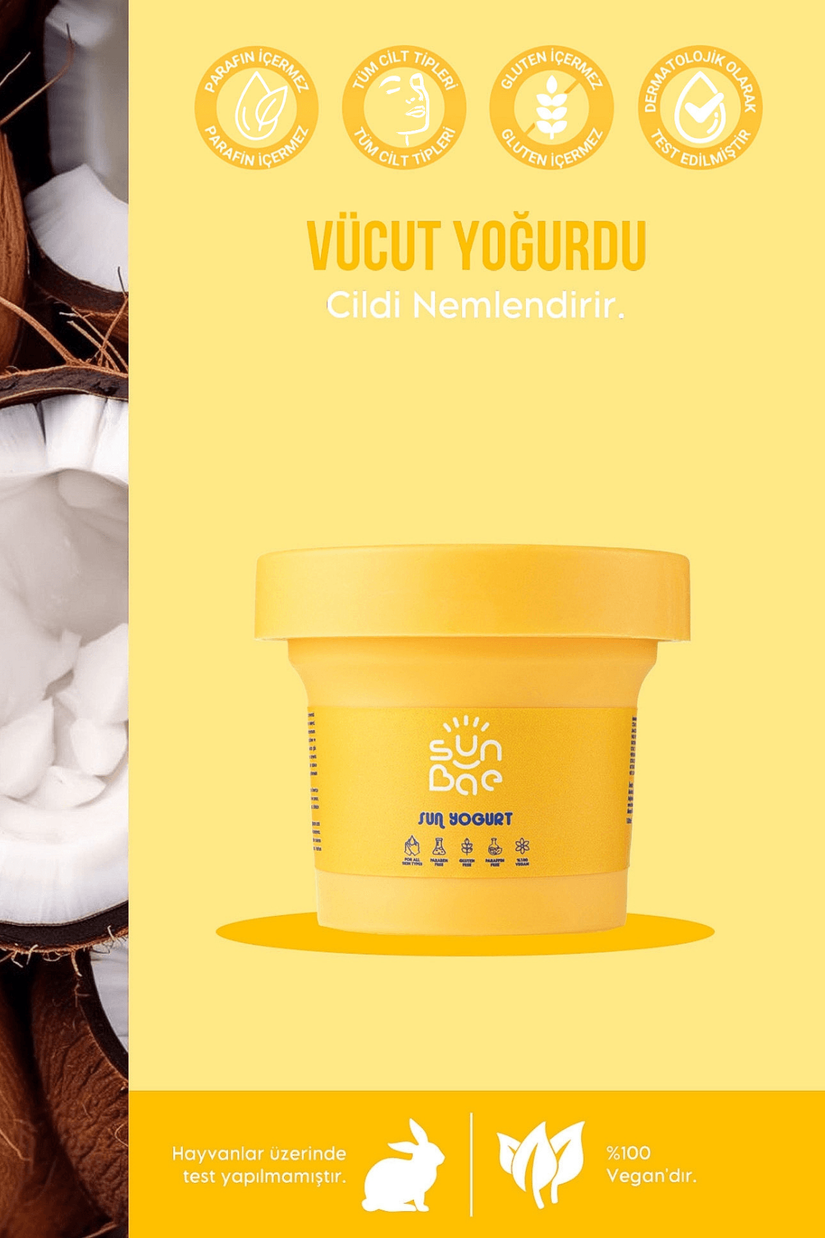 Sun Peeling 100 ml - Besleyici Arındırıcı Bronzlaştıran Yüz Vücut Scrub Peeling + Sun Yogurt 100 ml - Bronzluk Koruyucu Nemlendiren Vücut Yoğurdu