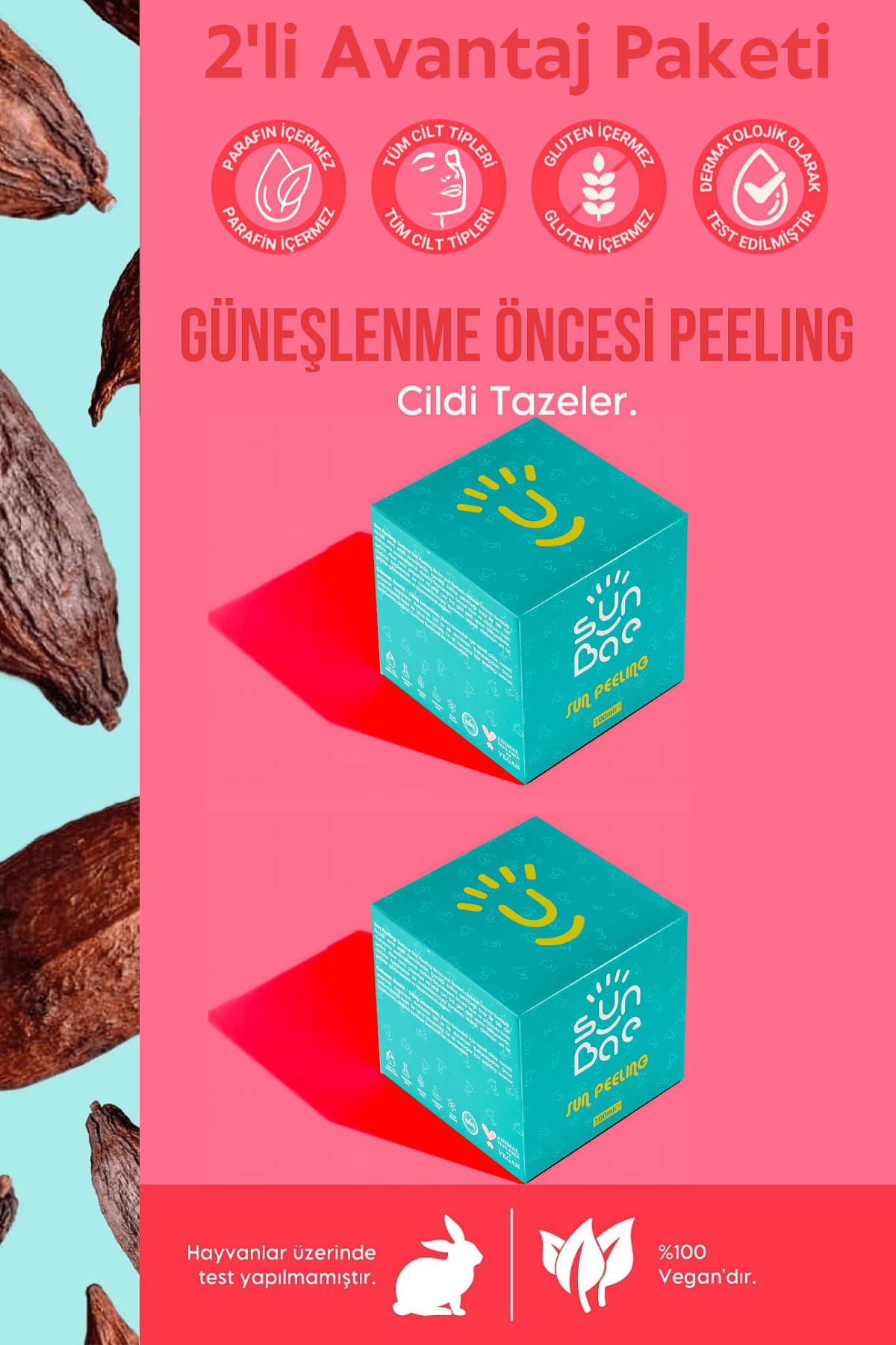 Sun Peeling 100 ml x 2 Adet - Besleyici Arındırıcı Bronzlaştıran Yüz Vücut Scrub Peeling