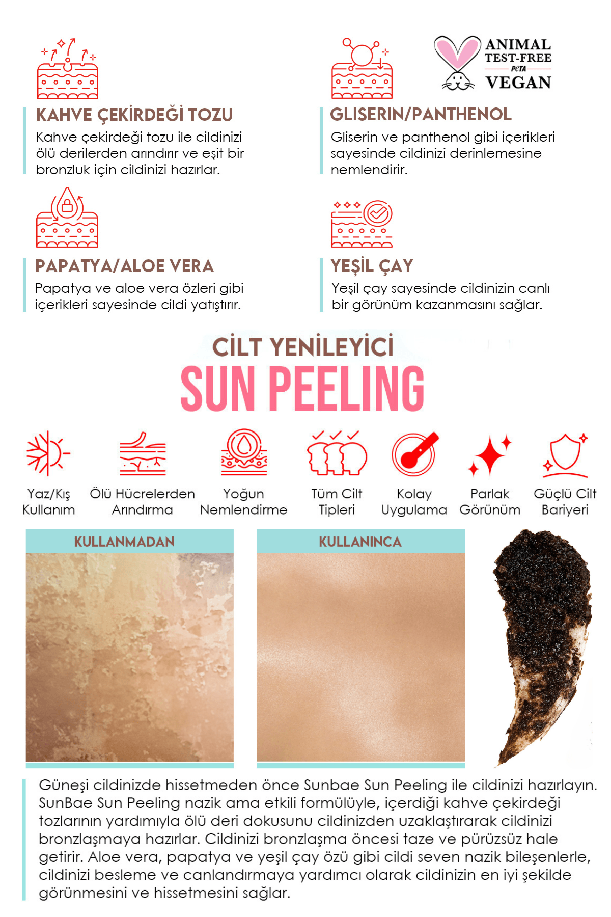 Sun Oil 150 ml -%100 Doğal Nemlendiren Bronzlaştırıcı Yağ + Sun Peeling 100ml - Besleyici Arındırıcı Bronzlaştıran Yüz Vücut Scrub Peeling