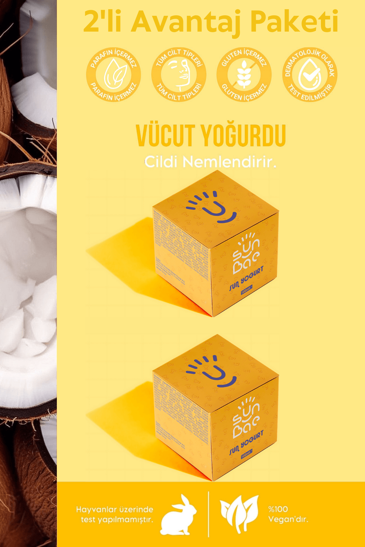 Sun Yogurt 100 ml x 2 Adet - Bronzluk Koruyucu Nemlendiren Vücut Yoğurdu