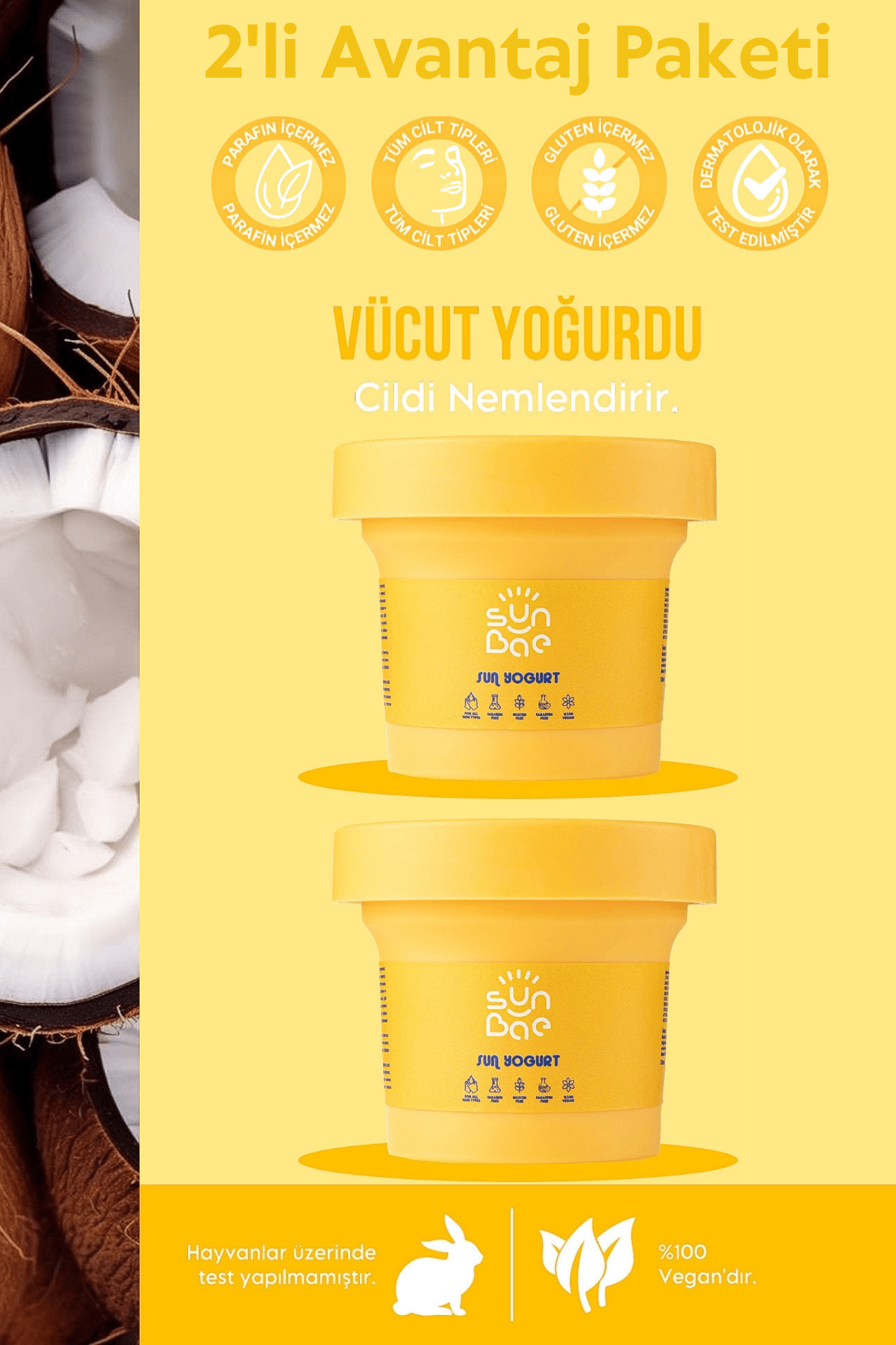 Sun Yogurt 100 ml x 2 Adet - Bronzluk Koruyucu Nemlendiren Vücut Yoğurdu