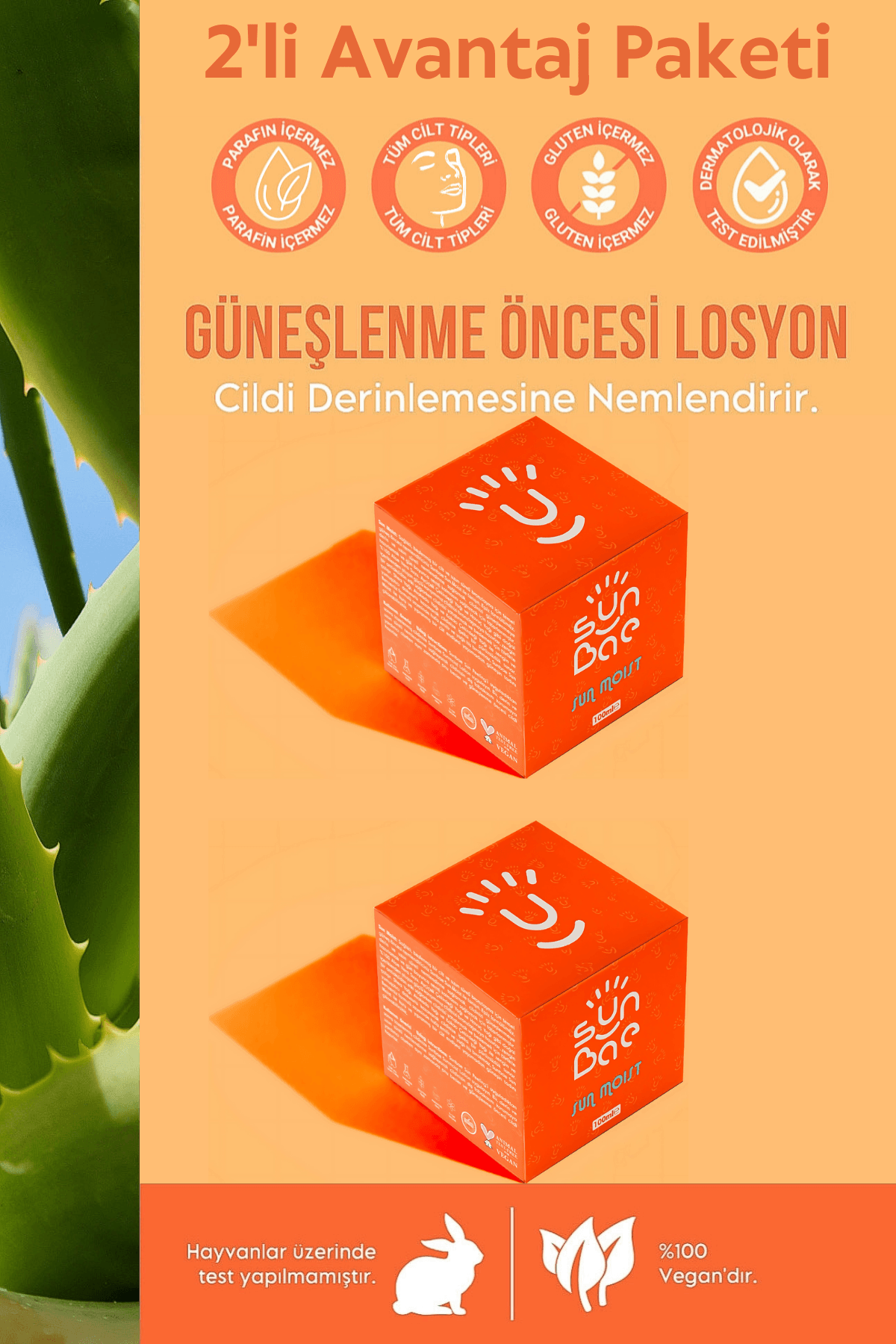 Sun Moist 100 ml x 2 Adet - Bronzlaştıran Nemlendirici Vücut Losyonu