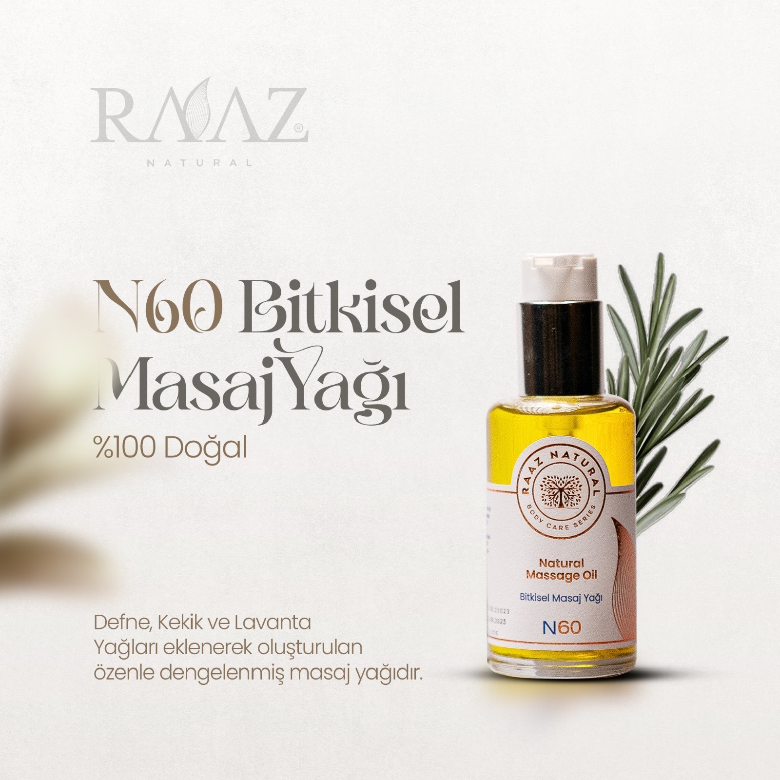 N60 Bitkisel Masaj Yağı Natural Massage Oil