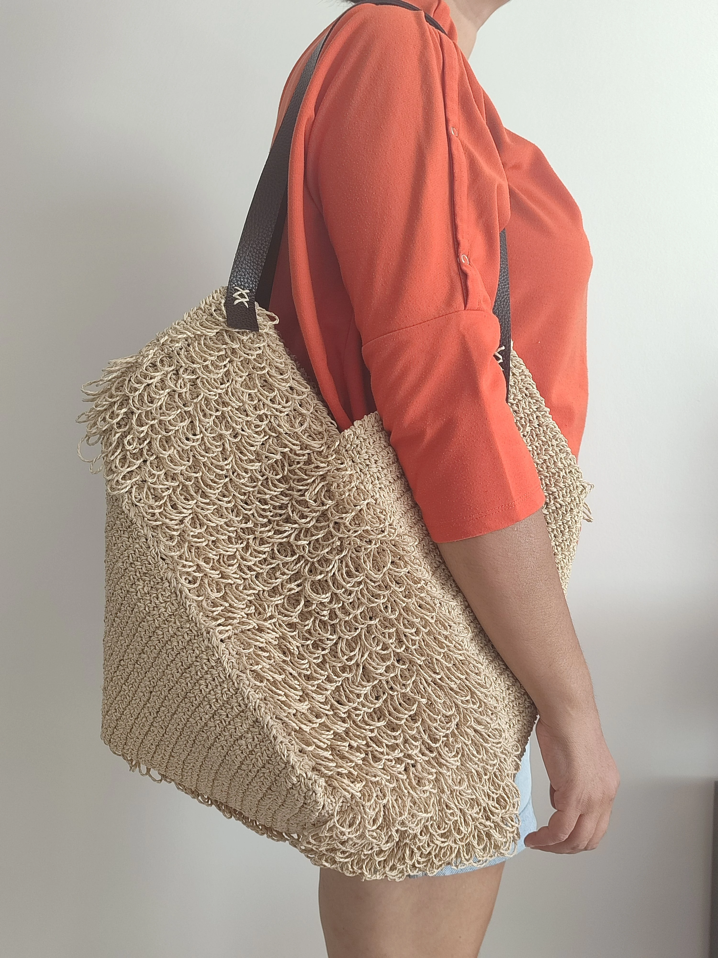 Naturel Renkli Battal Boy Çanta