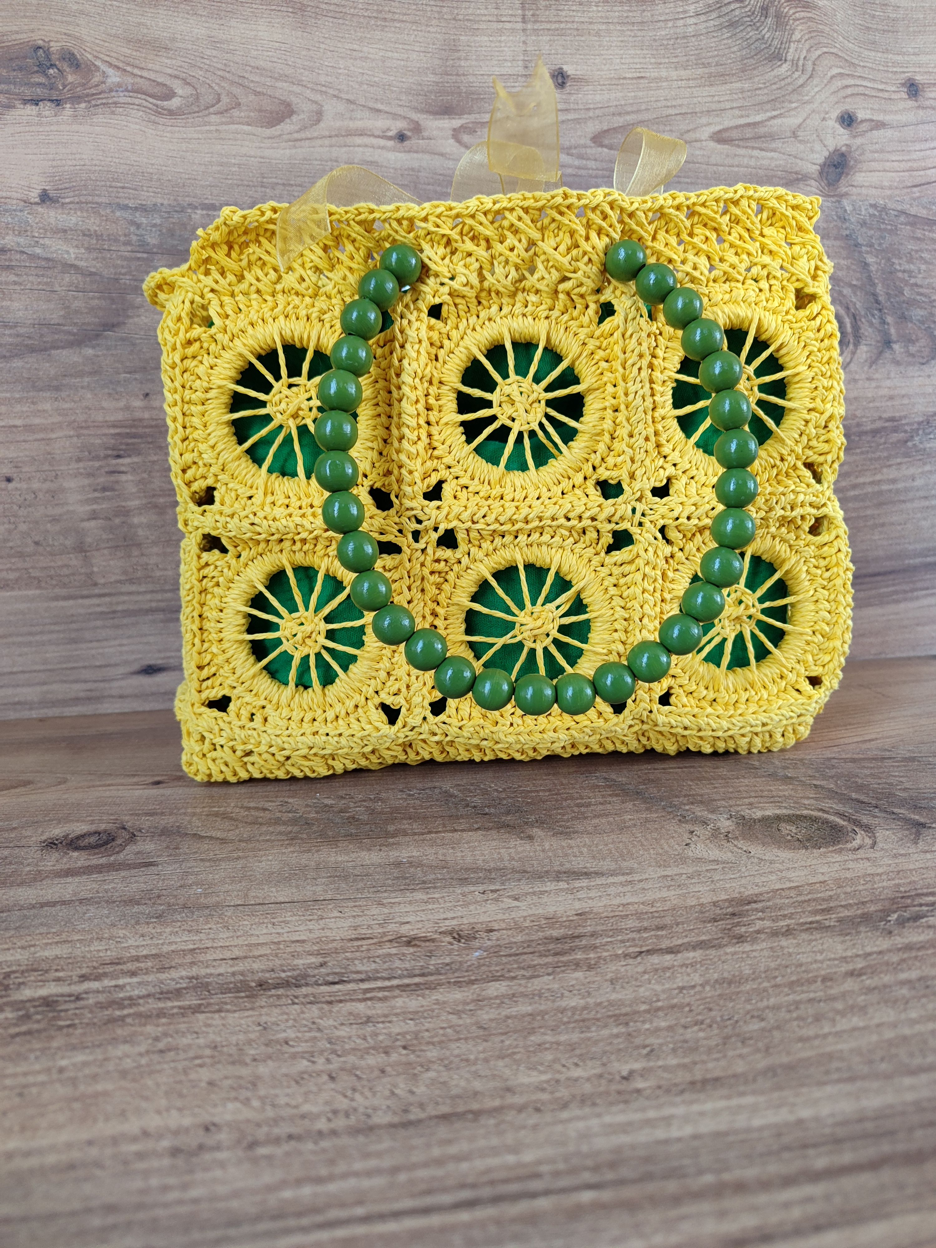 Sarı Kağıt İp Kadın Kol Çantası