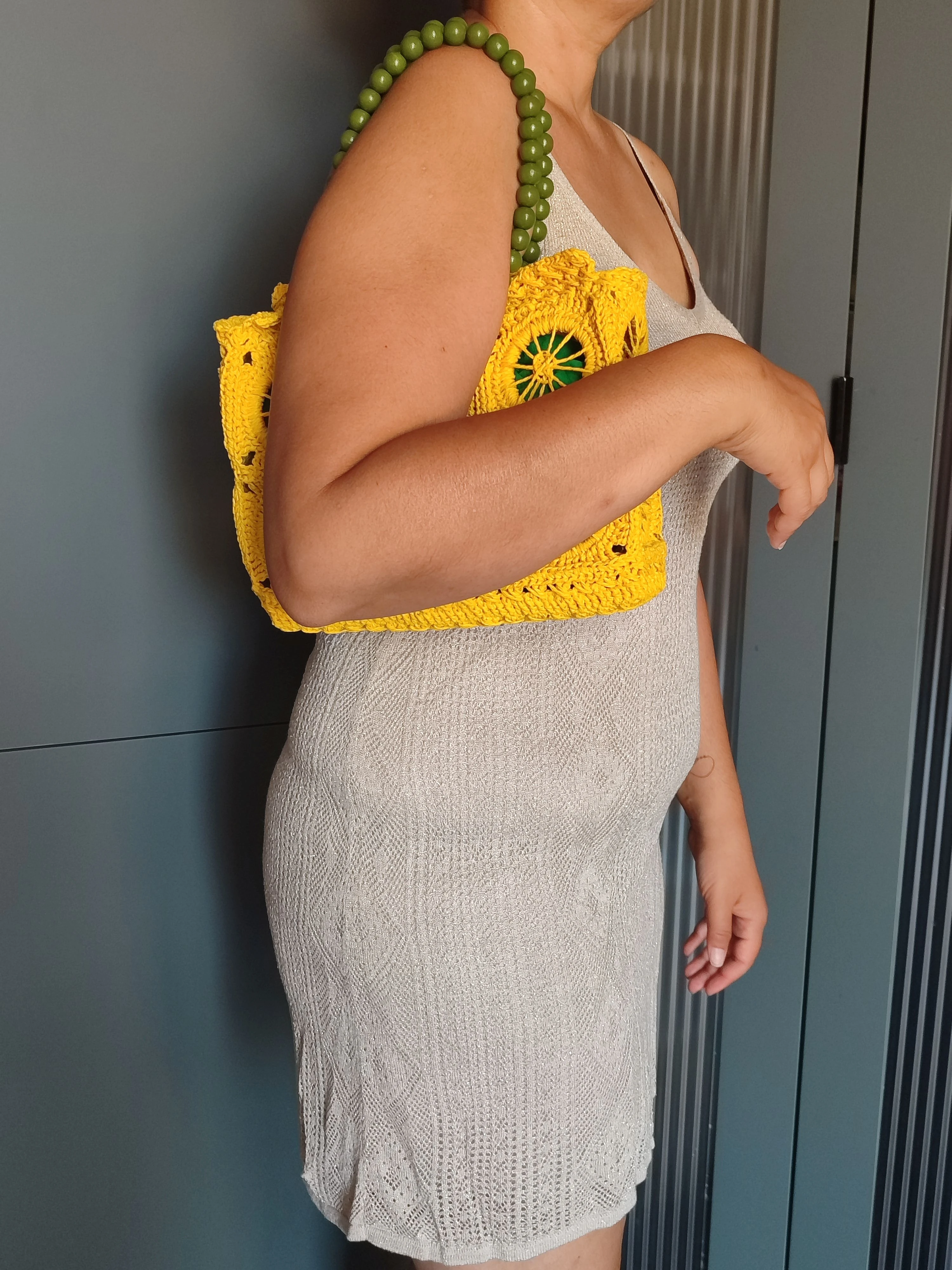 Sarı Kağıt İp Kadın Kol Çantası