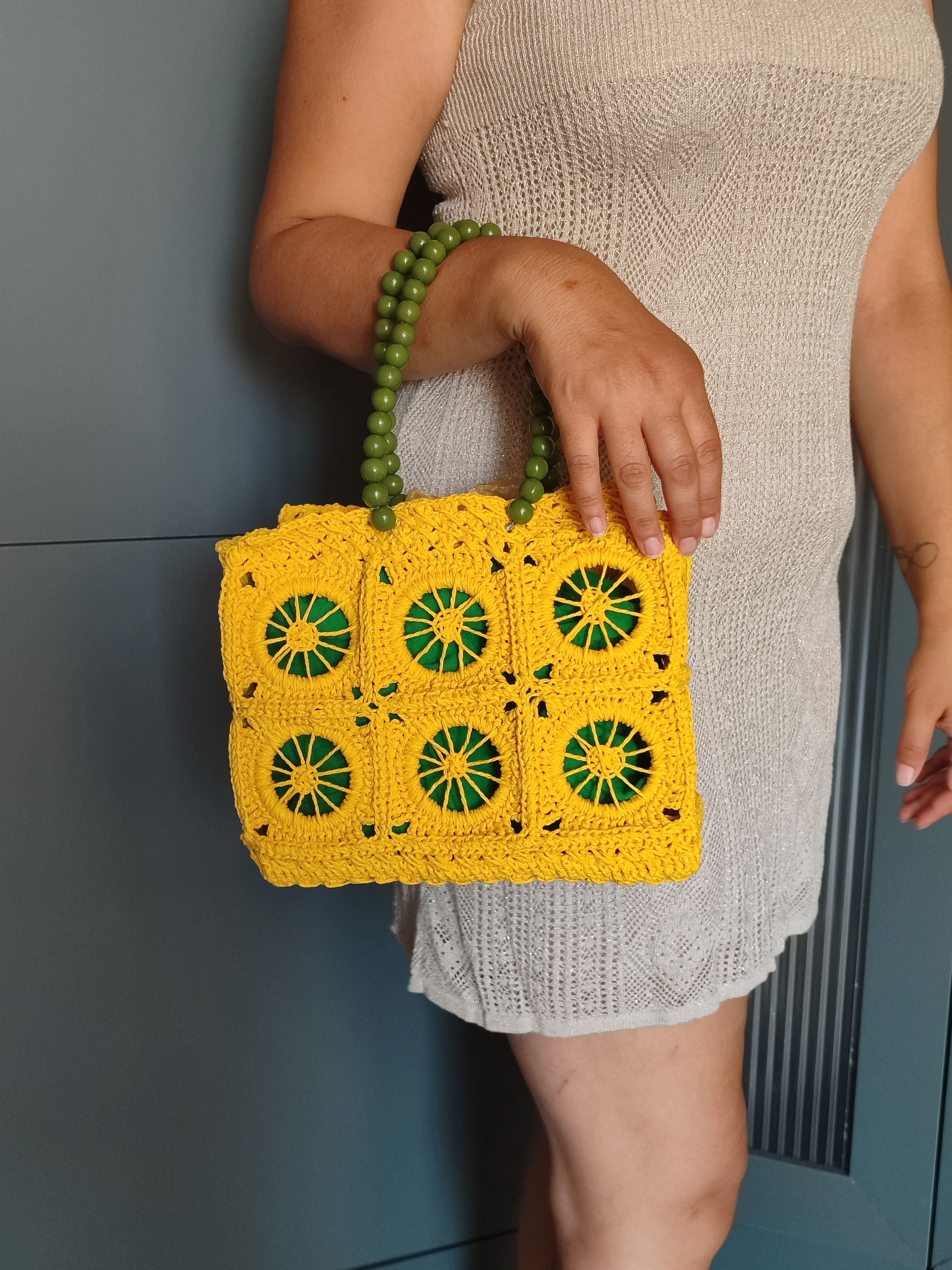 Sarı Kağıt İp Kadın Kol Çantası