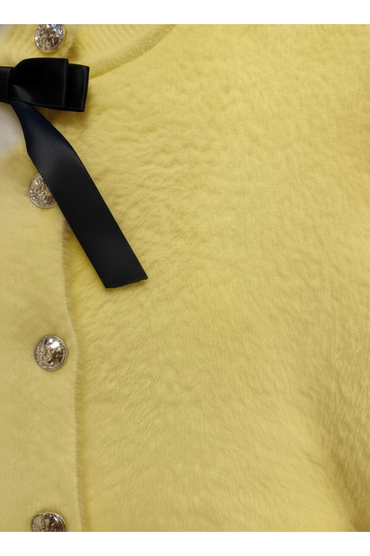 Fiyonk Detaylı Yumoş Şık Triko Hırka - Sarı