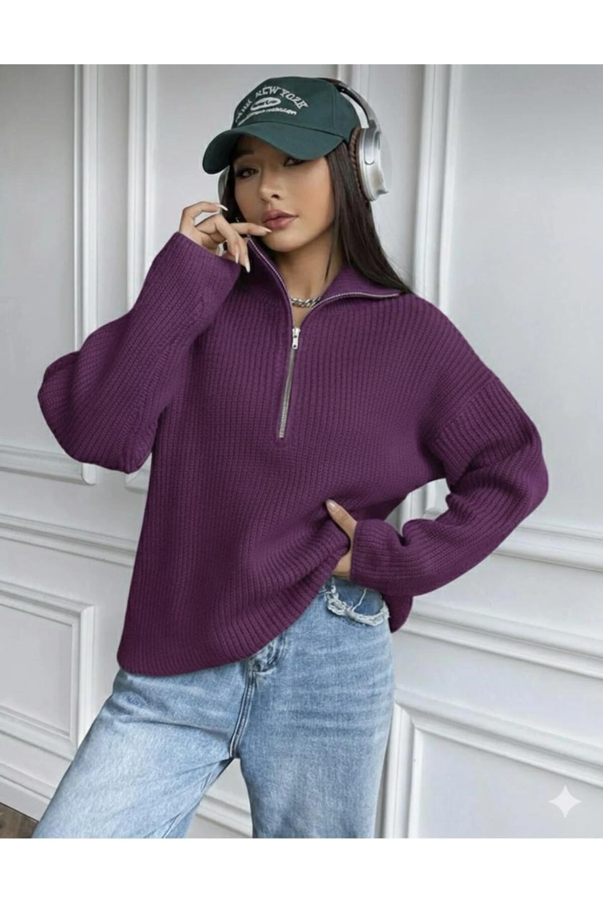 Fermuarlı Triko Kazak